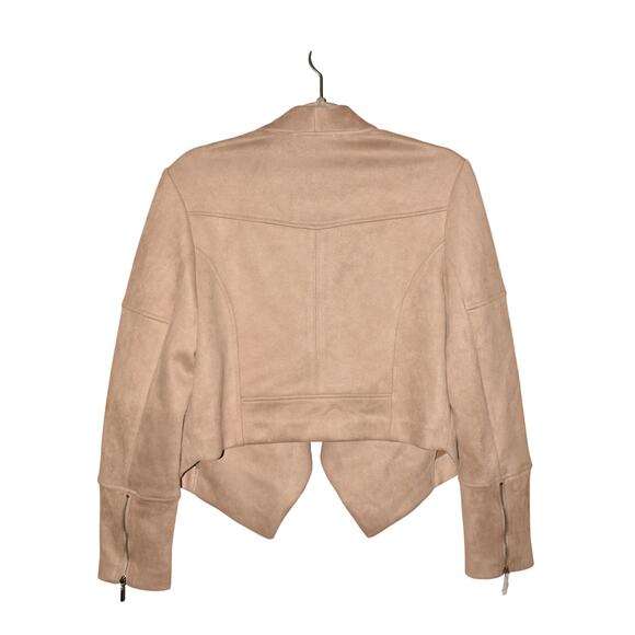 PHILOSOPHY NEW $88 Beige Faux Suede Open Jacket Zipper Sleeve Cuffs Medium - Picture 2 of 3